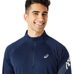 Outlet Icon Ls 1/2 Zip Running Shirt Men - Dark Blue Running Clothing