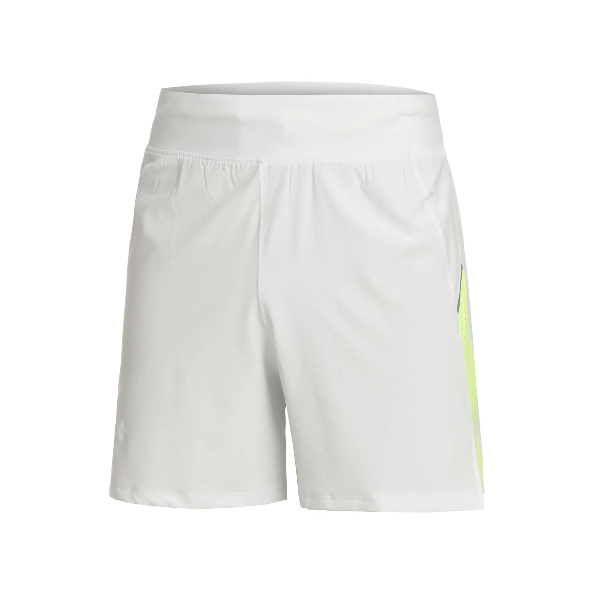 Online Launch Elite 5in Shorts Men - White, Neon Yellow Running Clothing|Shorts