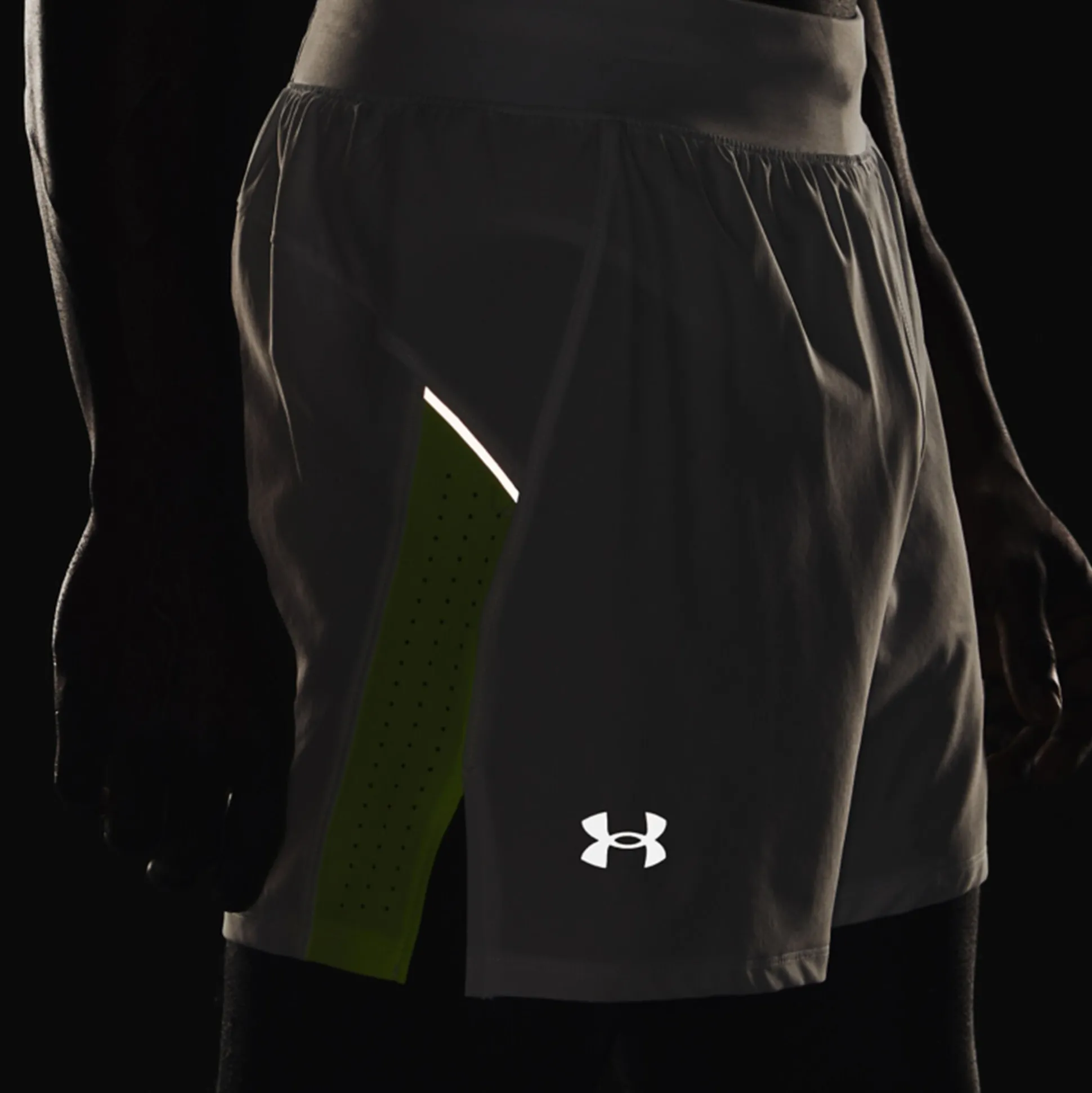 Online Launch Elite 5in Shorts Men - White, Neon Yellow Running Clothing|Shorts