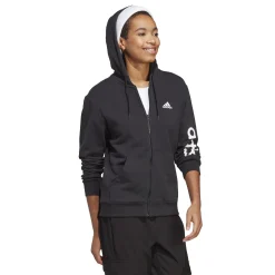 Cheap Linear French Terry Full Zip Hoodie Women - Black, White Jackets