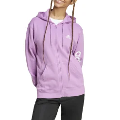 Fashion Linear French Terry Zip Hoodie Women - Jackets