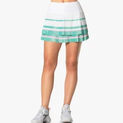 Outlet Long Deco Stripe Pleated Skirt Women - White, Multicoloured Skirts
