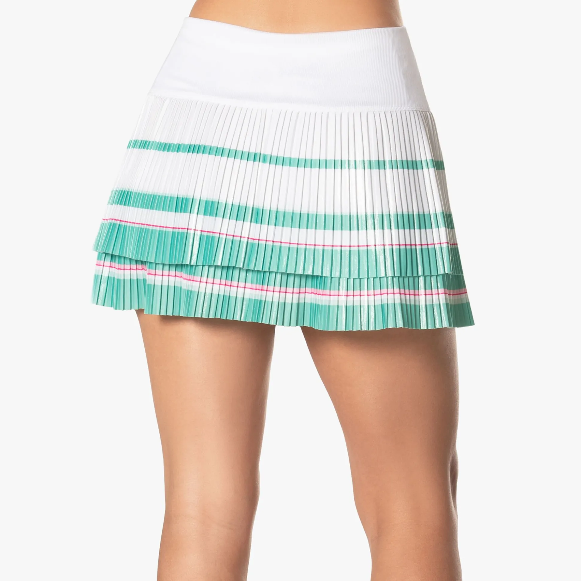 Outlet Long Deco Stripe Pleated Skirt Women - White, Multicoloured Skirts