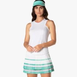 Outlet Long Deco Stripe Pleated Skirt Women - White, Multicoloured Skirts