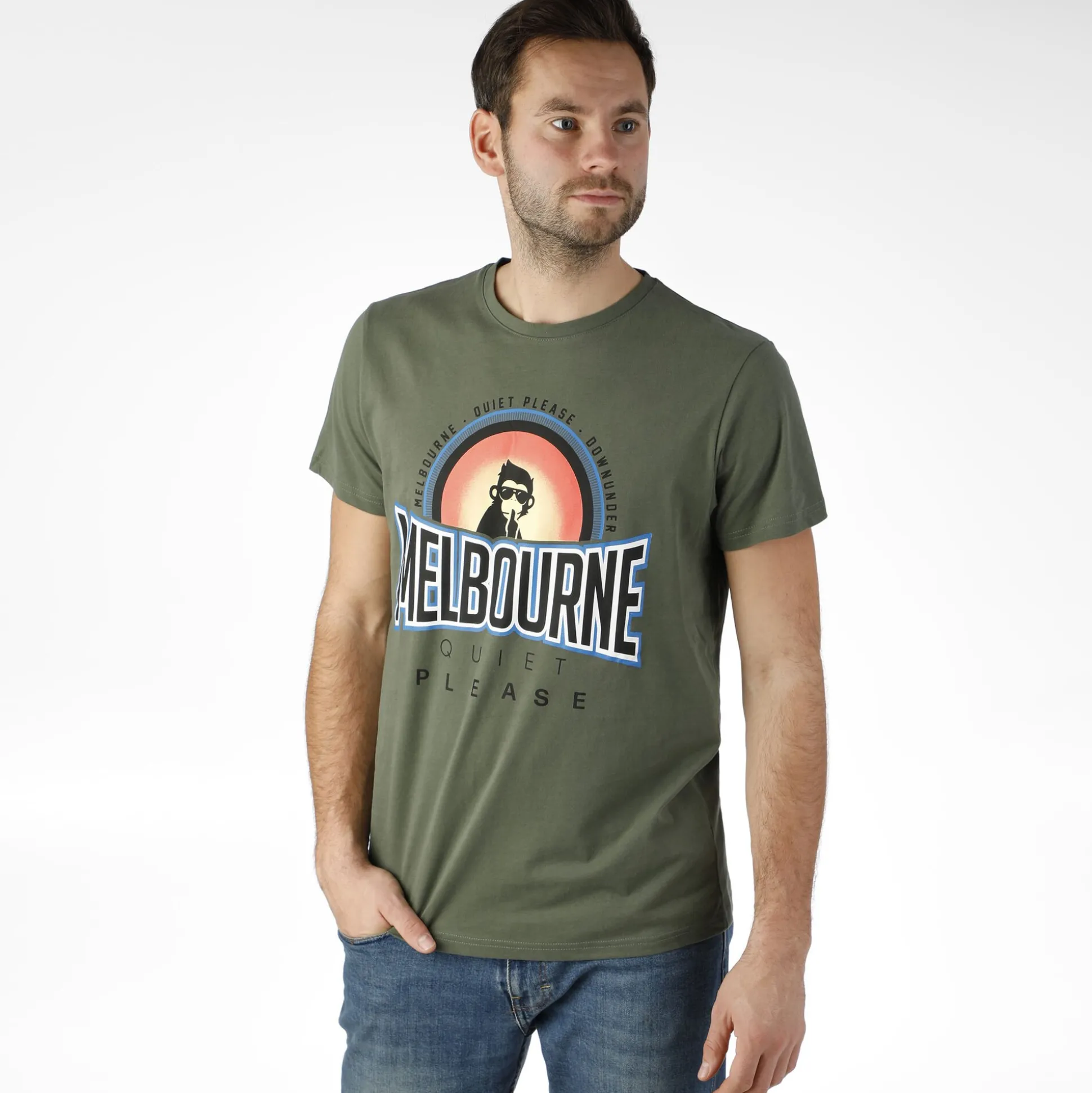 Best Sale Melbourne Sunrise T-Shirt Men - Khaki, Multicoloured Shirts