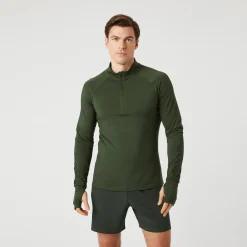 Fashion Midlayer Half Zip Sweatshirt Men - Dark Green Hoodies & Sweaters