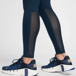Clearance Mid-Rise Mesh-Paneled Tight Women - Dark Blue, White Pants