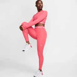 New Mid-Rise Mesh-Paneled Tight Women - Pink, White Pants