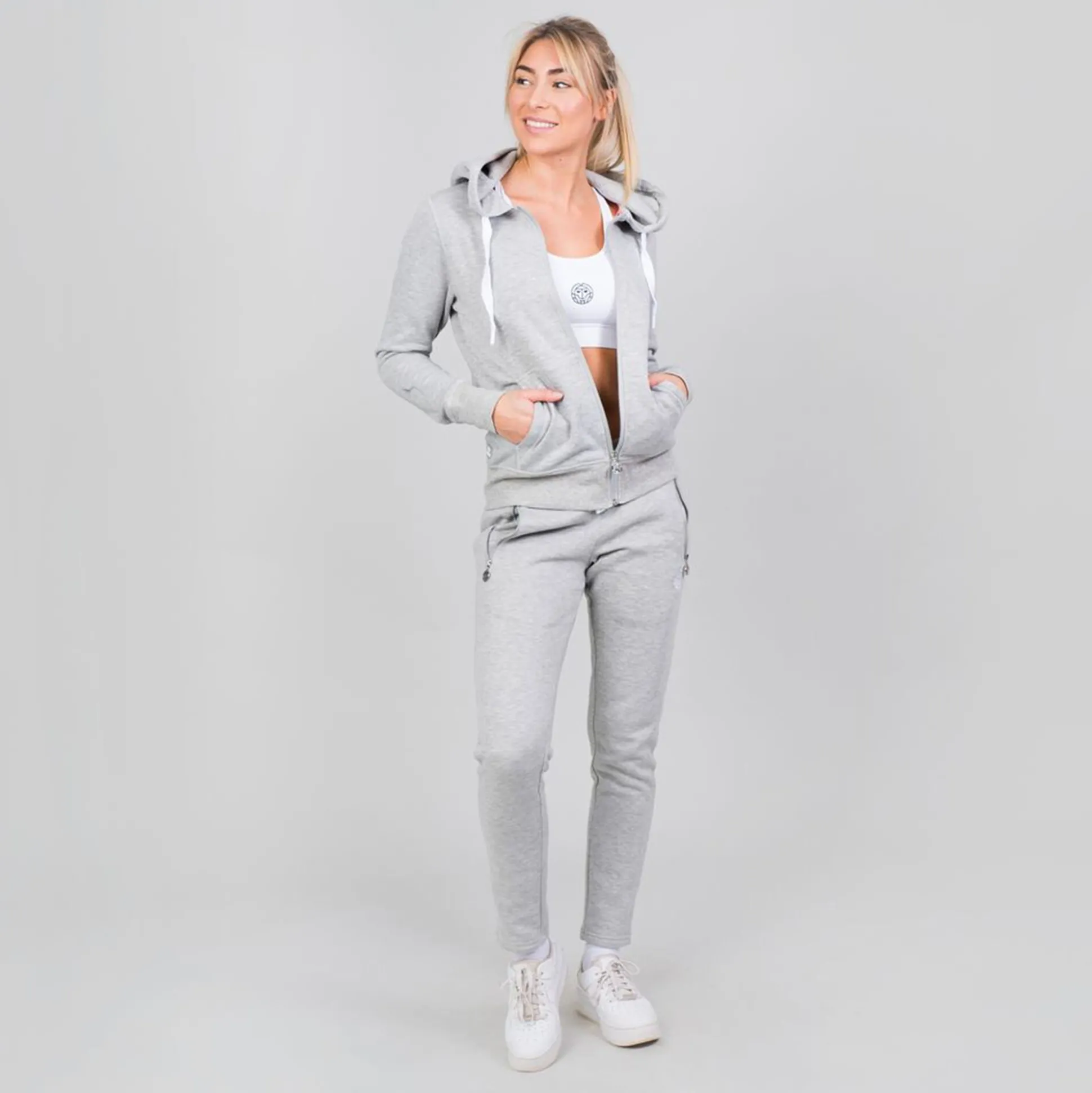 Hot Moana Basic Zip Hoodie Women - Lightgrey, White Jackets