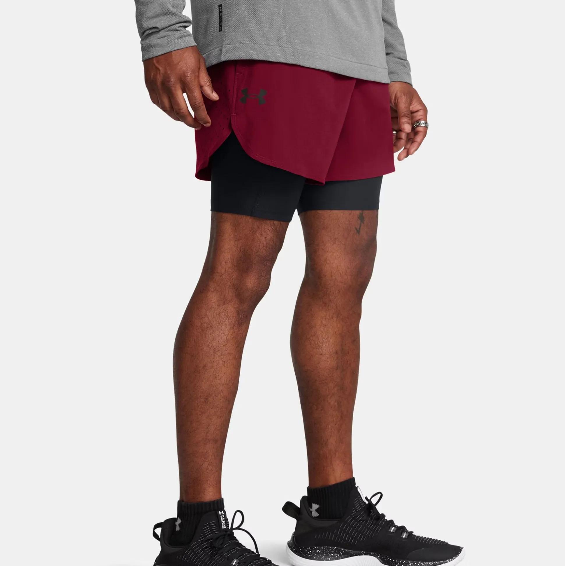 Fashion Peak Woven 2in1 Shorts Men - Wine Red, Black Shorts