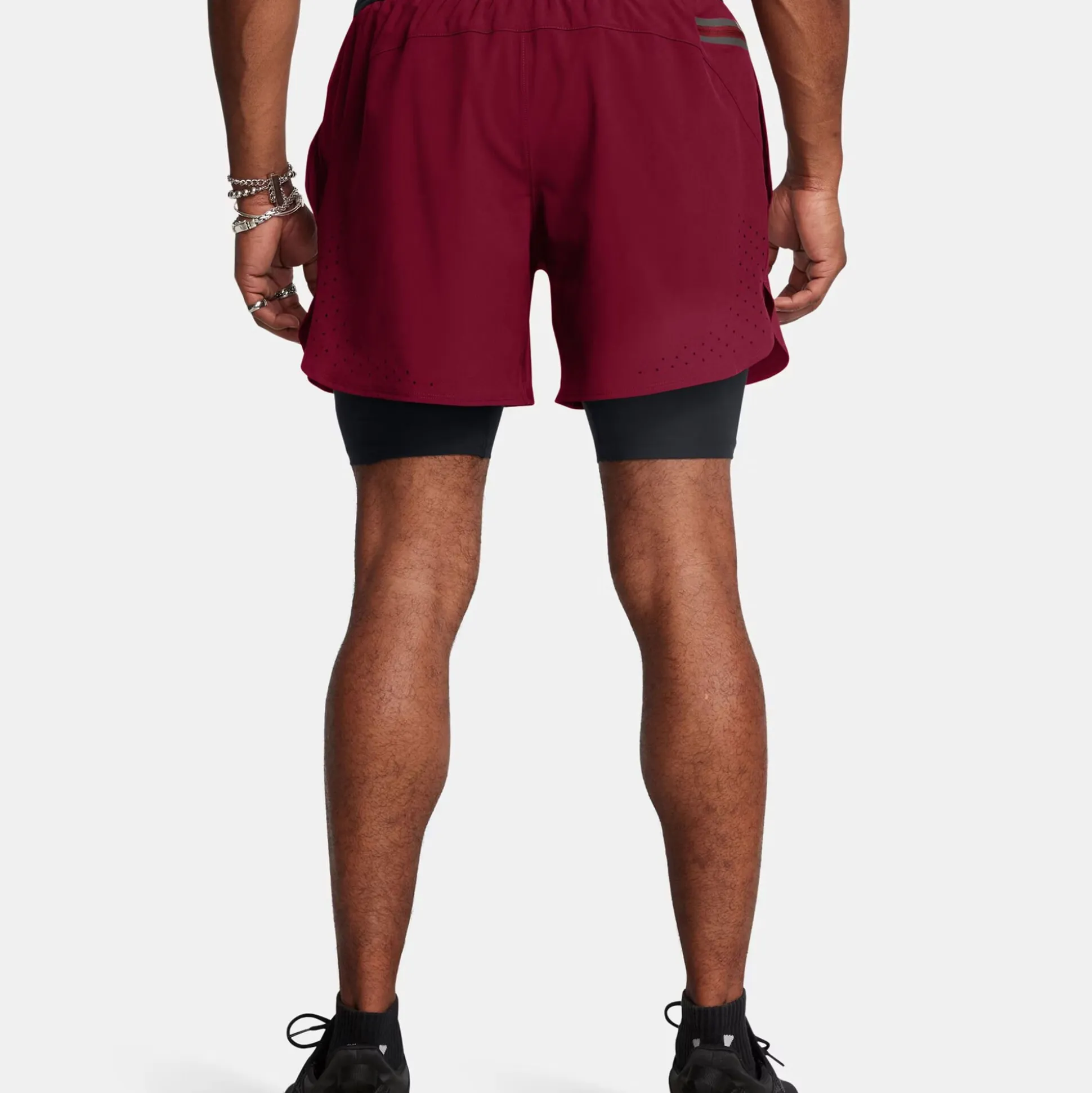 Fashion Peak Woven 2in1 Shorts Men - Wine Red, Black Shorts