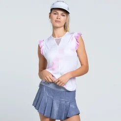 Best Sale Petal Haze Ruffle Tank Top Women - White, Pink Tops