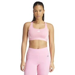 New Power Racer Medium 3-Stripes Sports Bras Women - Pink, White Sports Bras