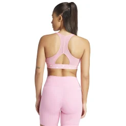 New Power Racer Medium 3-Stripes Sports Bras Women - Pink, White Sports Bras