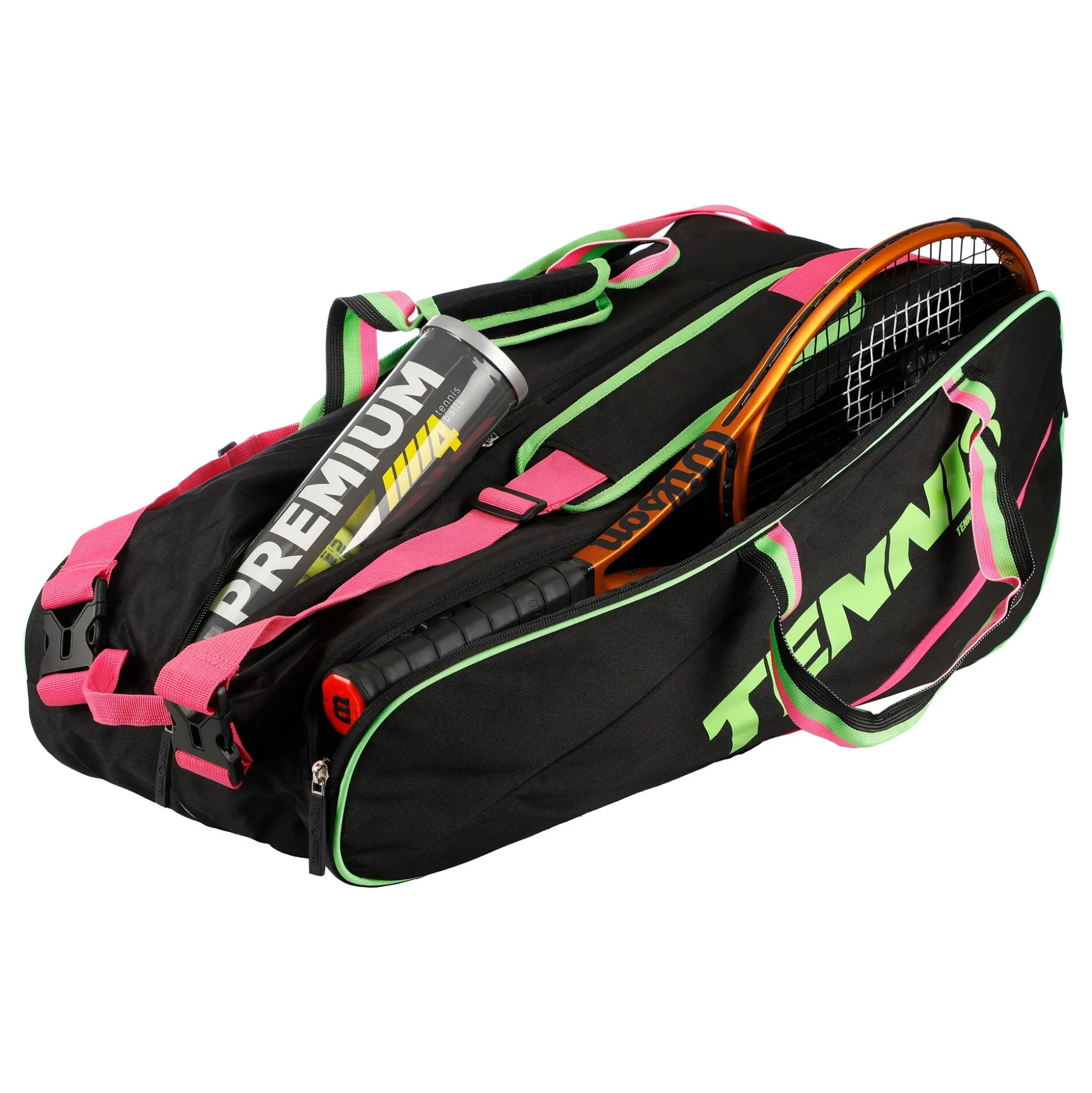 Discount Premium Neon 6R Racket Bag - Black, Neon Green Racket Bags