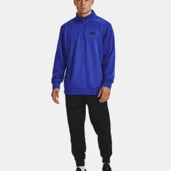 Flash Sale Quarter Half-Zip Long Sleeve Men - Dark Blue Shirts