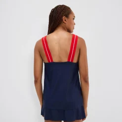 New Quincy Tank Top Women - Dark Blue, Red Tops