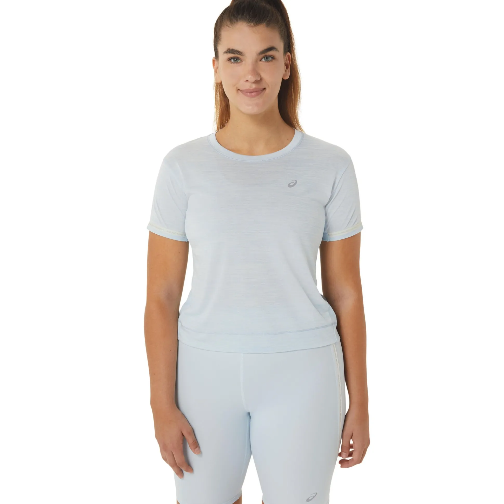 Best Race Crop Running Shirt Women - Light Blue Running Clothing