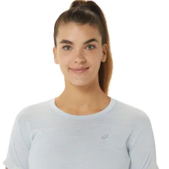 Best Race Crop Running Shirt Women - Light Blue Running Clothing