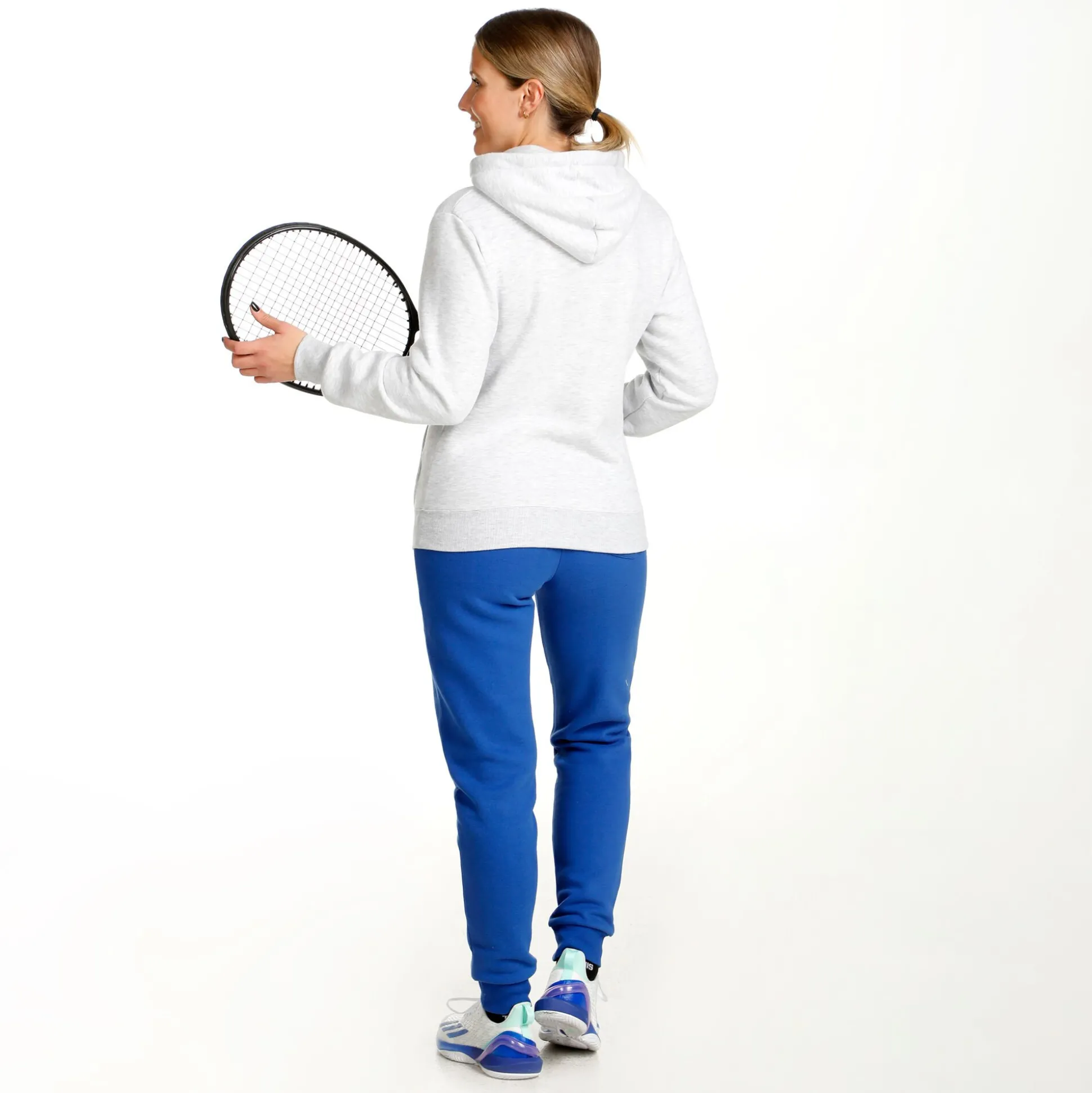 Fashion Retro Stripe Block Hoody Women - Lightgrey, Blue Hoodies & Sweaters