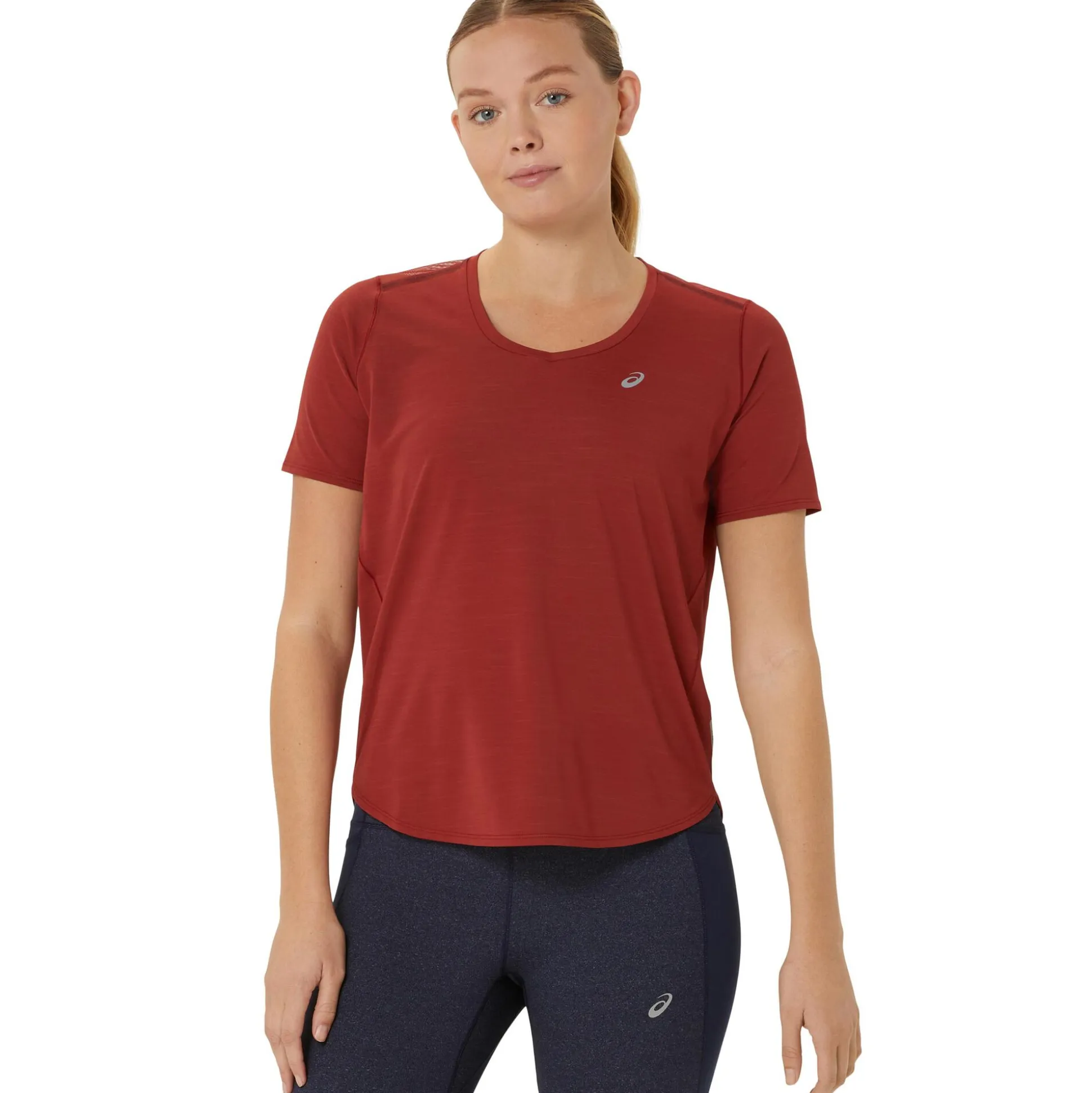 Online Road V-Neck Running Shirt Women - Dark Red Running Clothing