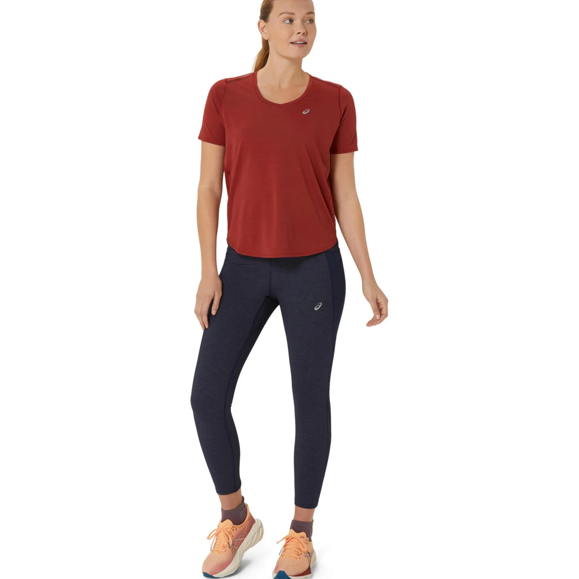 Online Road V-Neck Running Shirt Women - Dark Red Running Clothing