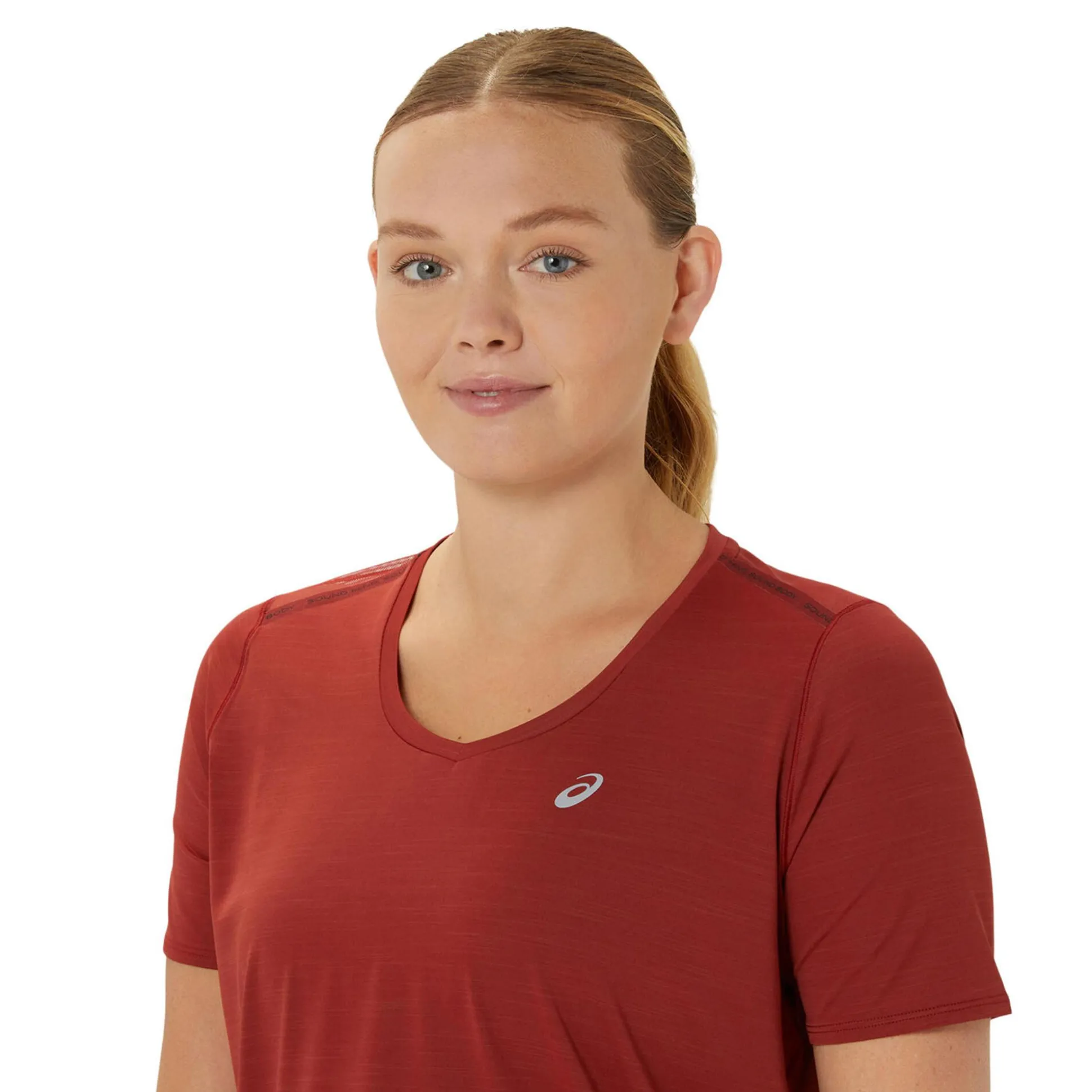 Online Road V-Neck Running Shirt Women - Dark Red Running Clothing