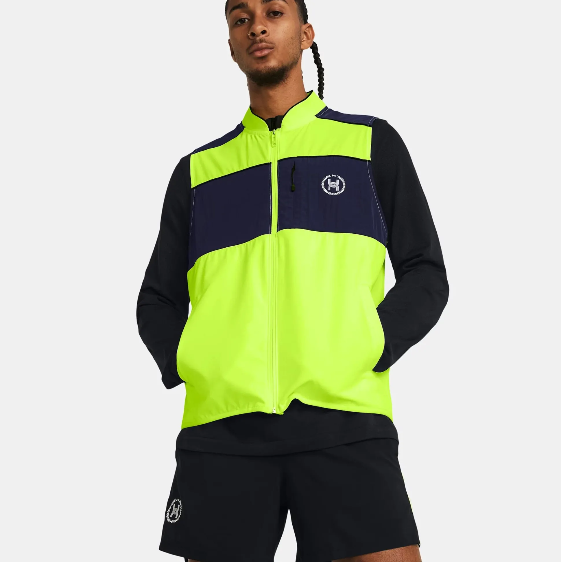 Shop Run Everywhere Running Vests Men - Neon Yellow, Dark Blue Running Clothing|Running Accessories