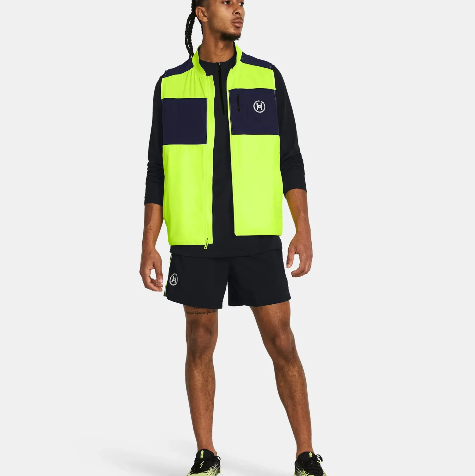 Shop Run Everywhere Running Vests Men - Neon Yellow, Dark Blue Running Clothing|Running Accessories