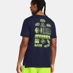Flash Sale Run Everywhere Wreath SS Running Shirt Men - Dark Blue, Neon Yellow Running Clothing