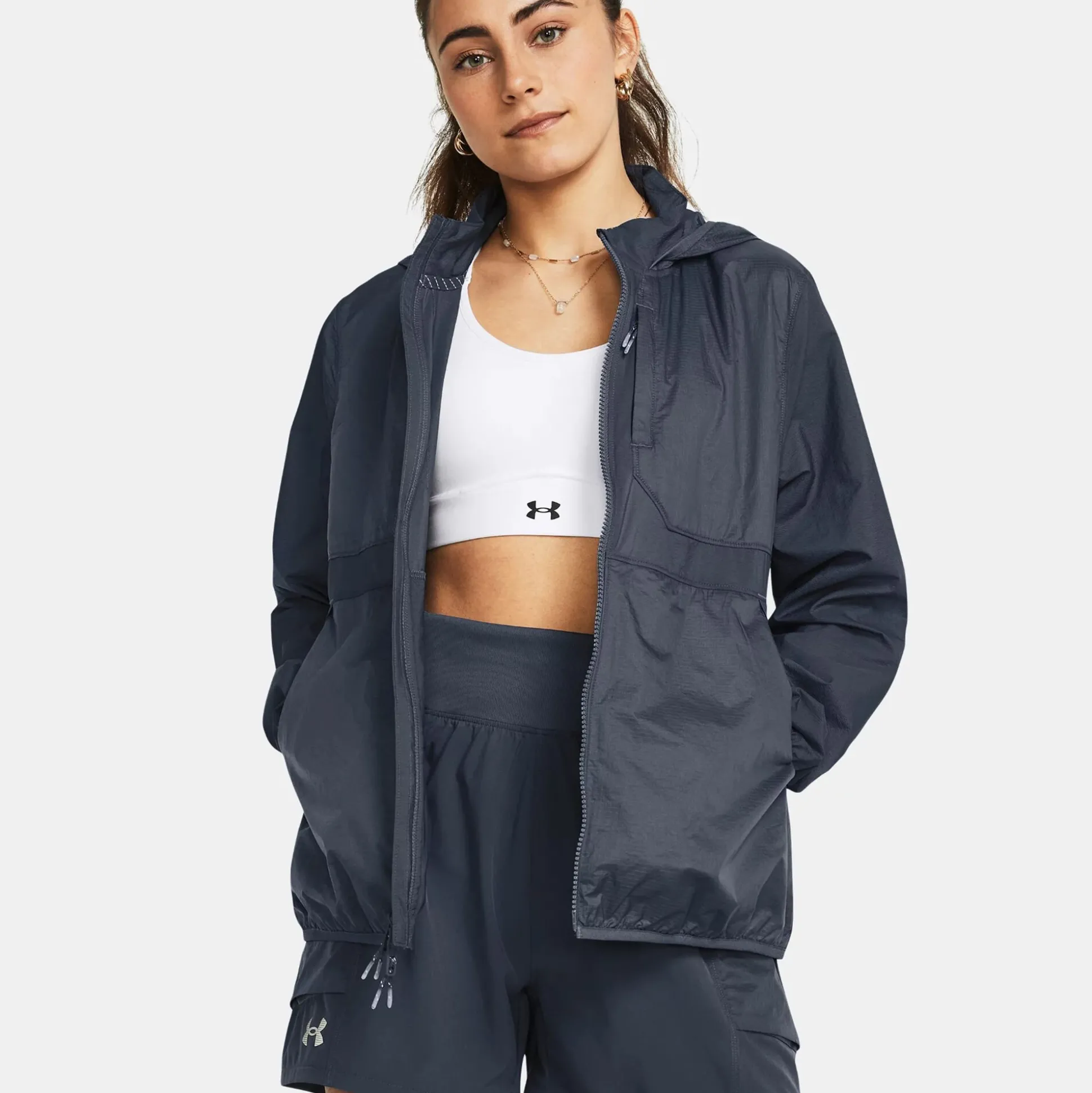 New Run Trail Running Jacket Women - Grey, Green Running Clothing