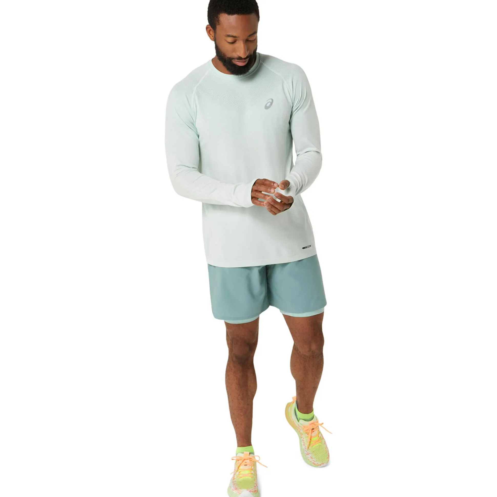 Clearance Seamless Running Shirt Men - Sage, Cream Running Clothing