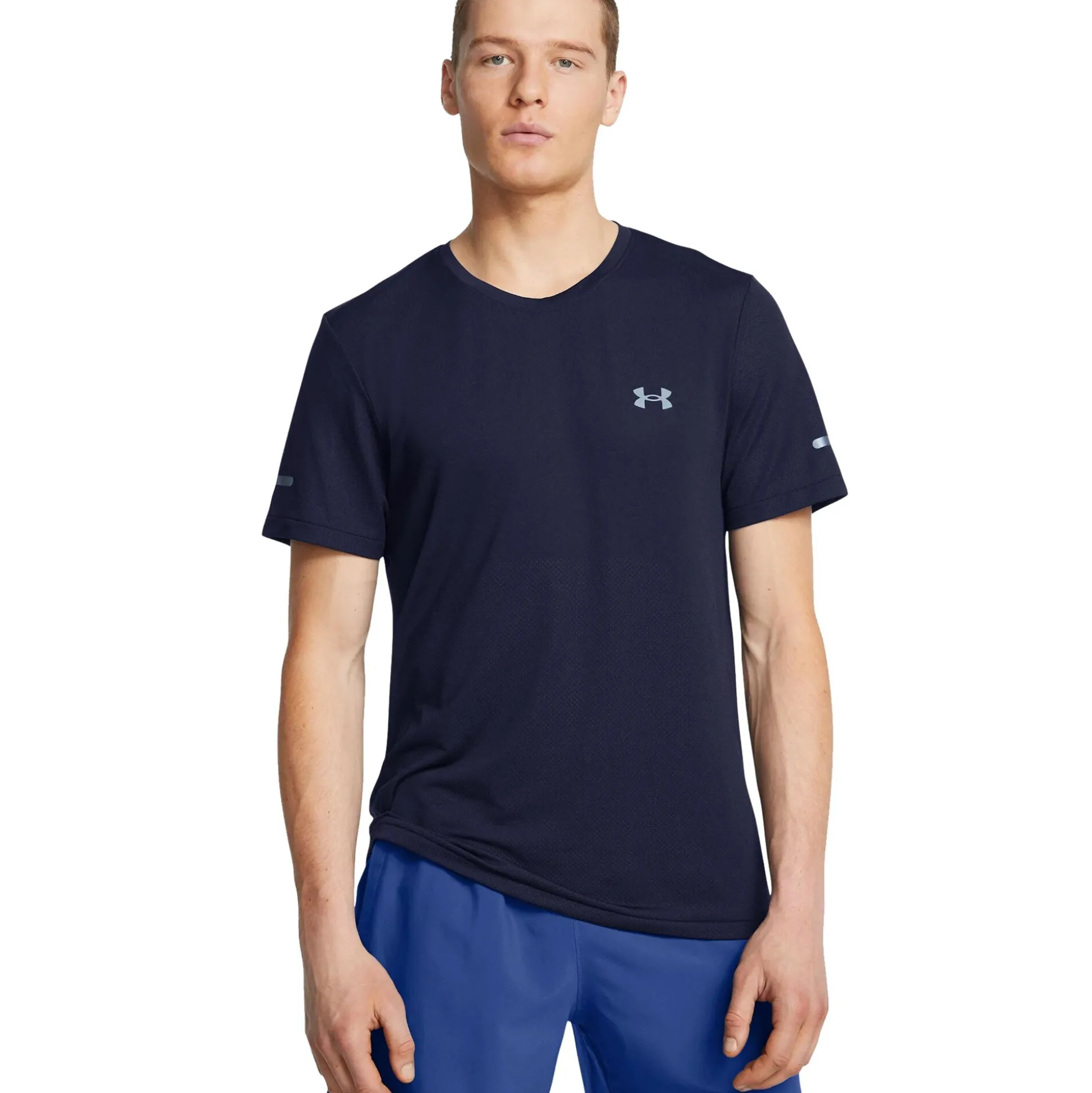 Shop Seamless Stride Running Shirt Men - Dark Blue Running Clothing