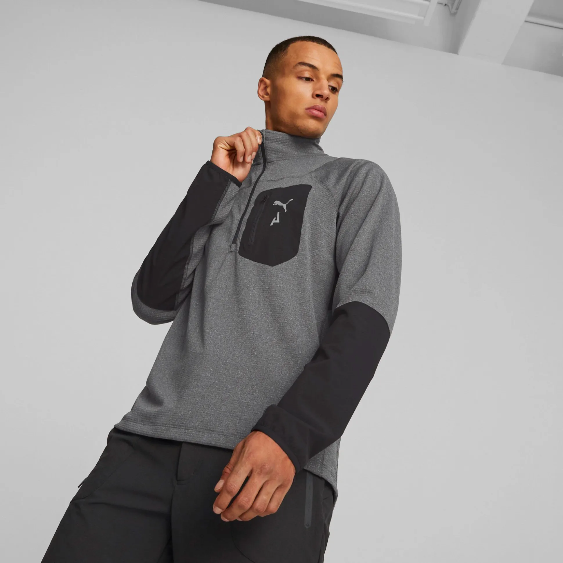 Shop Seasons Raincell Half-Zip Running Top Men - Grey, Black Running Clothing