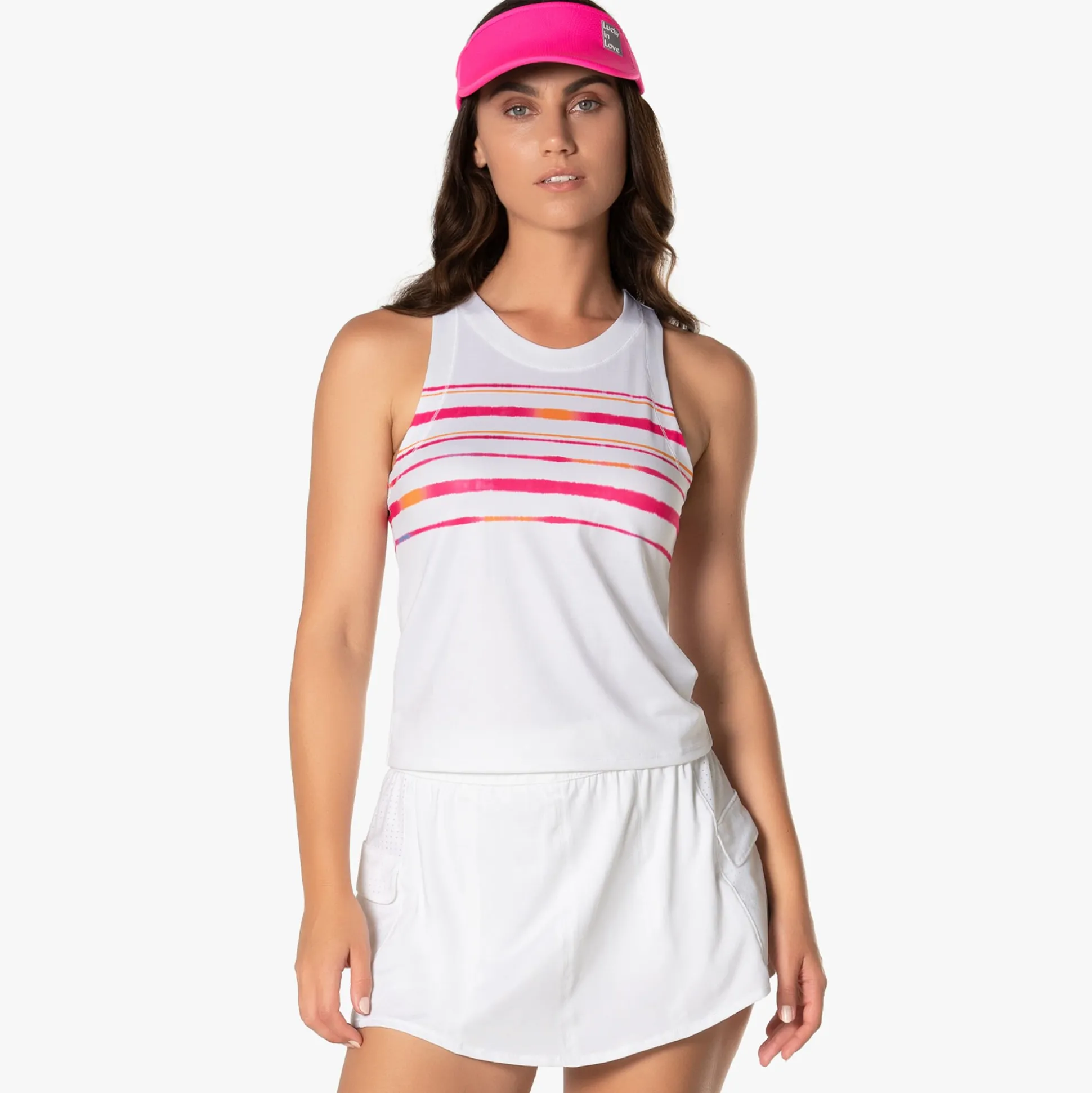 Fashion Shock N' Awe Tank Top Women - White, Coral Tops