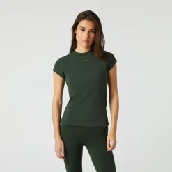 Clearance Sleek Slim T-Shirt Women - Dark Green Shirts