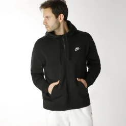 Cheap Sportswear Club Zip Hoodie Men - Black, White Jackets