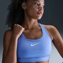 Online Swoosh Medium Support Sports Bras Women - Light Blue, White Sports Bras