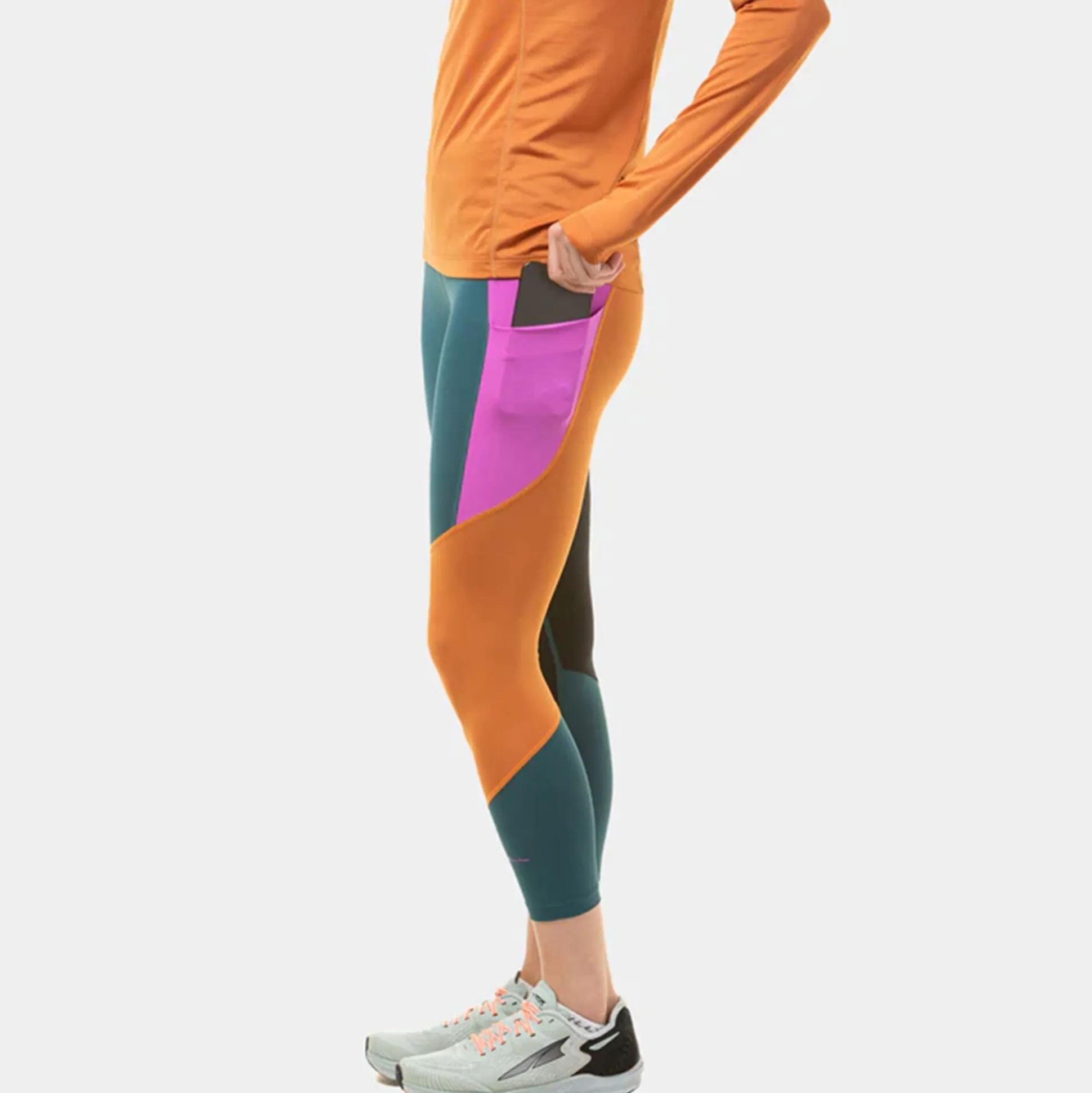 Store Tech Crop Running Tights Women - Petrol, Multicoloured Running Clothing