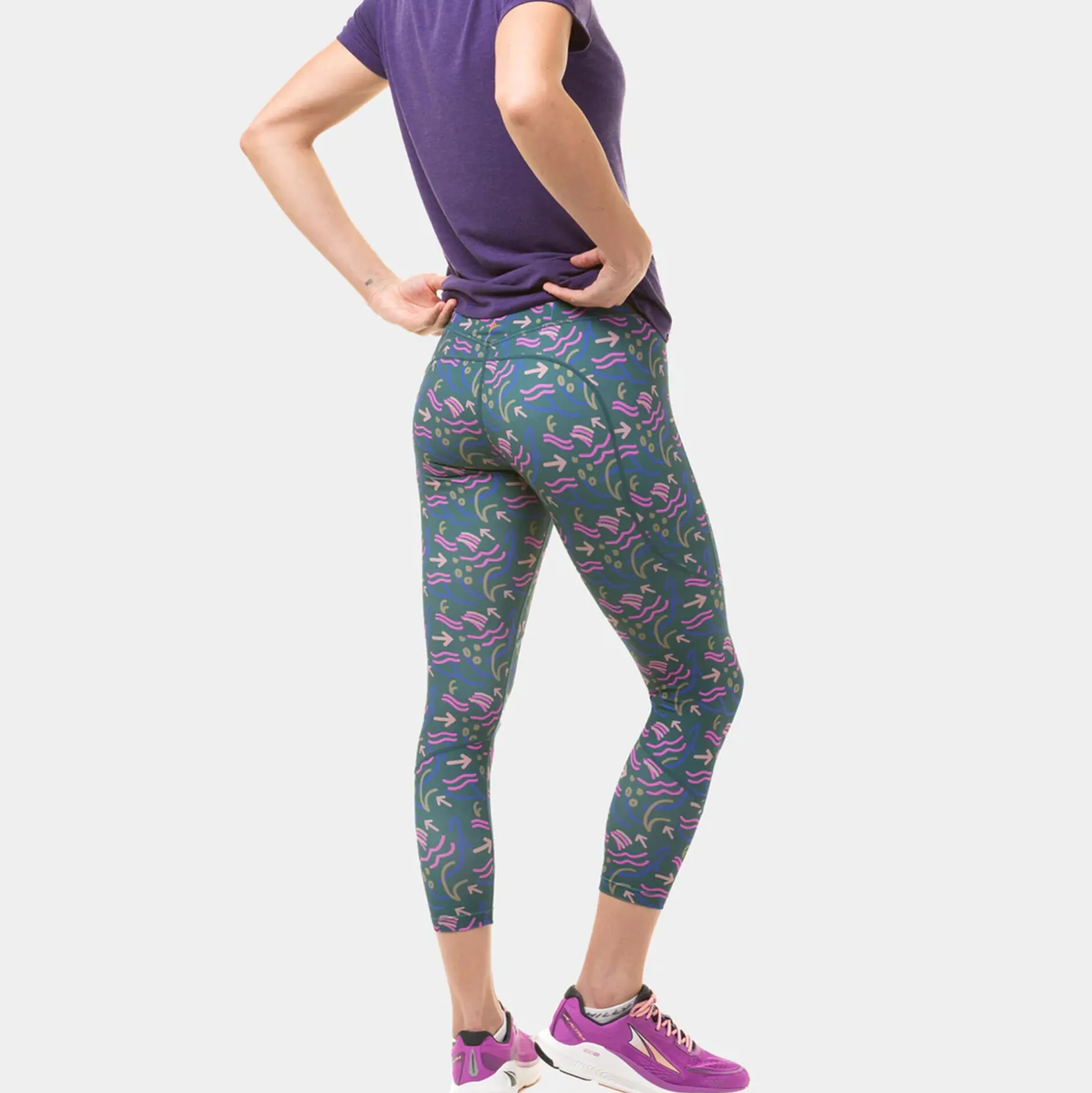 Shop Tech Crop Running Tights Women - Petrol, Multicoloured Running Clothing