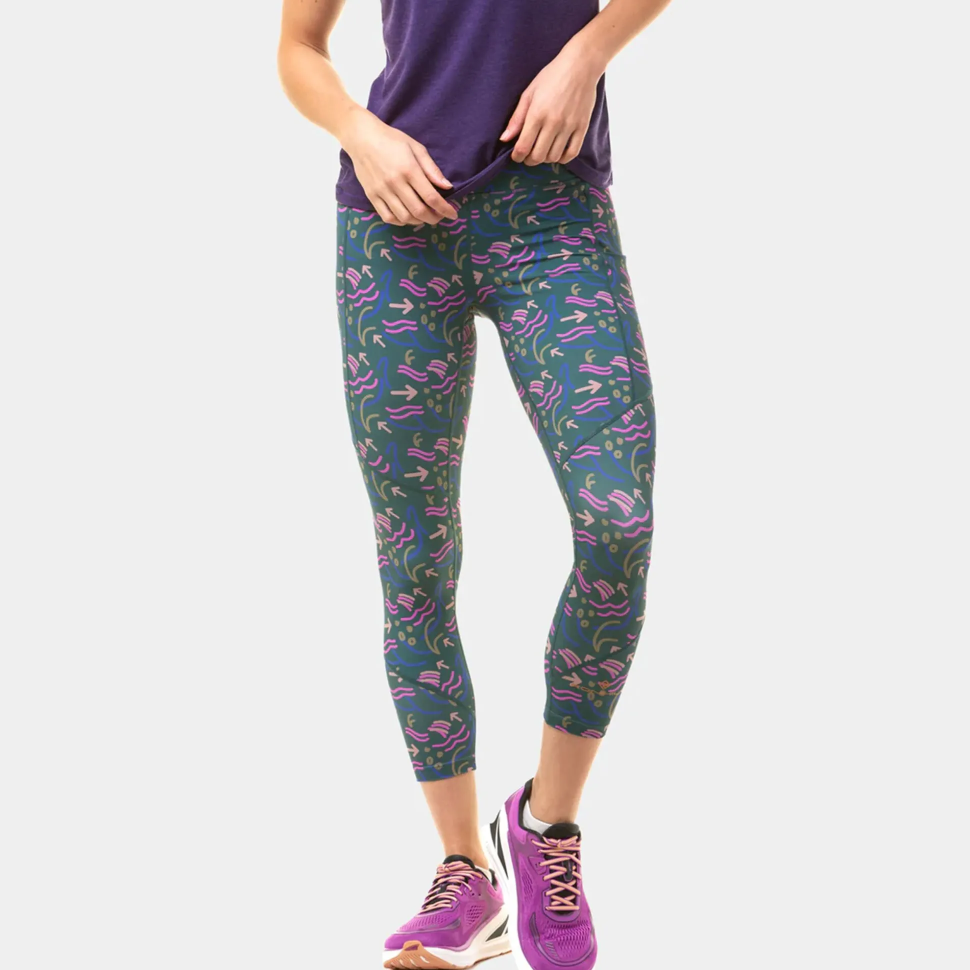Shop Tech Crop Running Tights Women - Petrol, Multicoloured Running Clothing