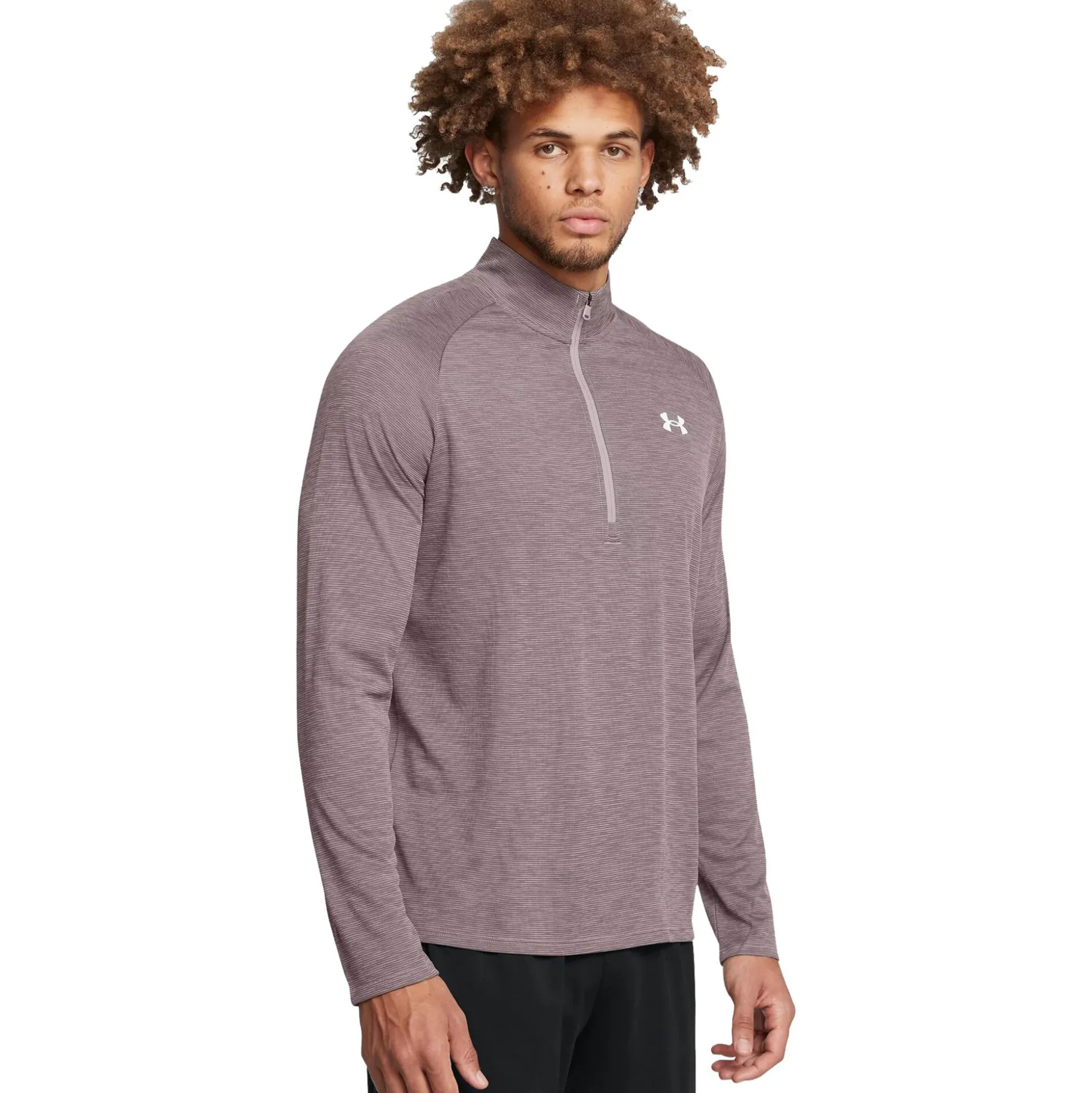 Cheap Tech Textured 1/2 Zip Long Sleeve Men - Shirts