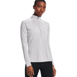 Hot Tech Twist Half-Zip Long Sleeve Women - Lightgrey, Silver Shirts