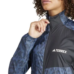 Clearance Terrex Trail Wind Running Jacket Women - Grey, Black Running Clothing
