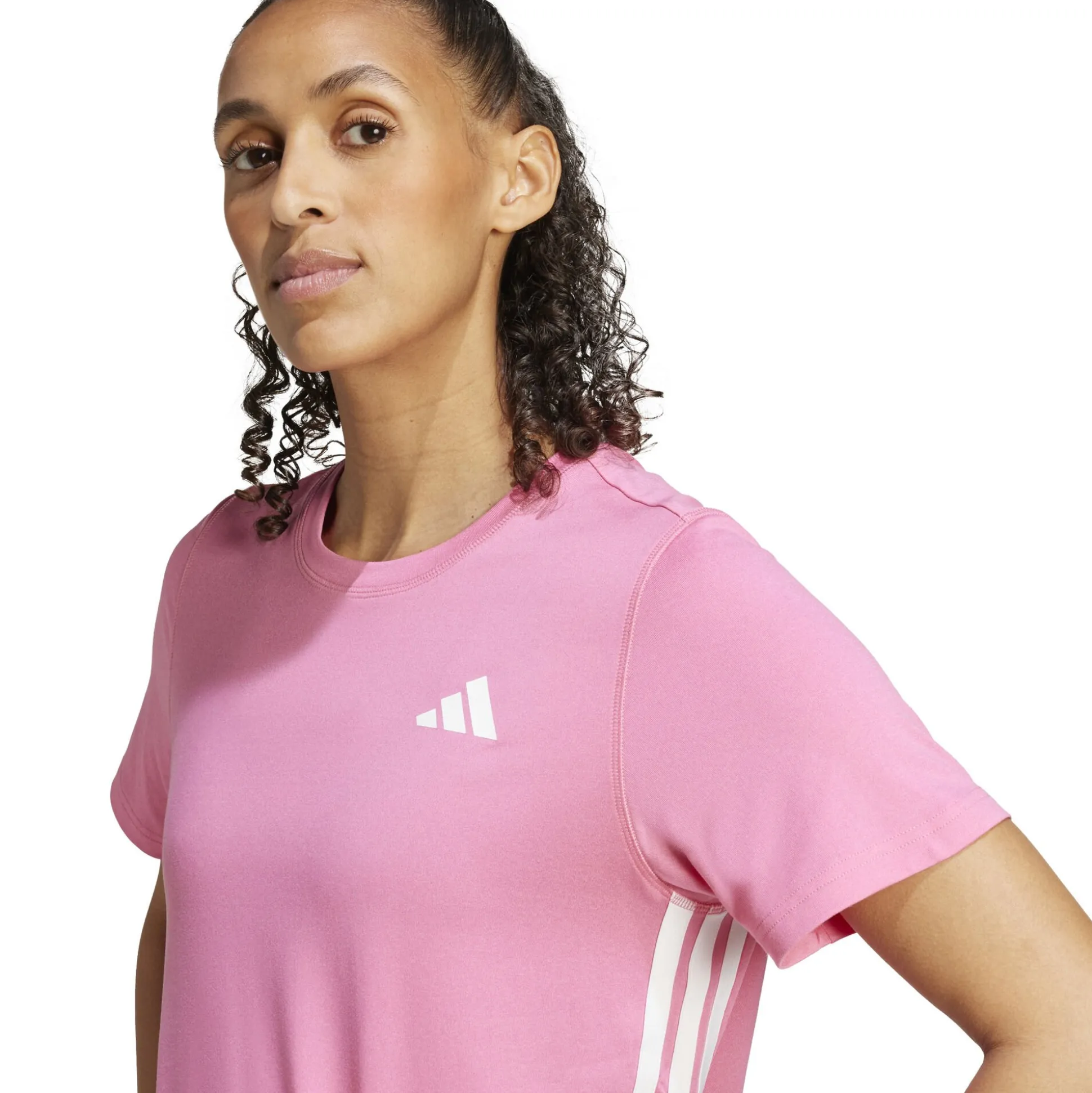Clearance Train Essentials 3 Stripes Workout T-Shirt Women - Pink, White Shirts