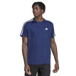 Sale Training Essential Base 3 Stripes T-Shirt Men - Dark Blue, White Shirts
