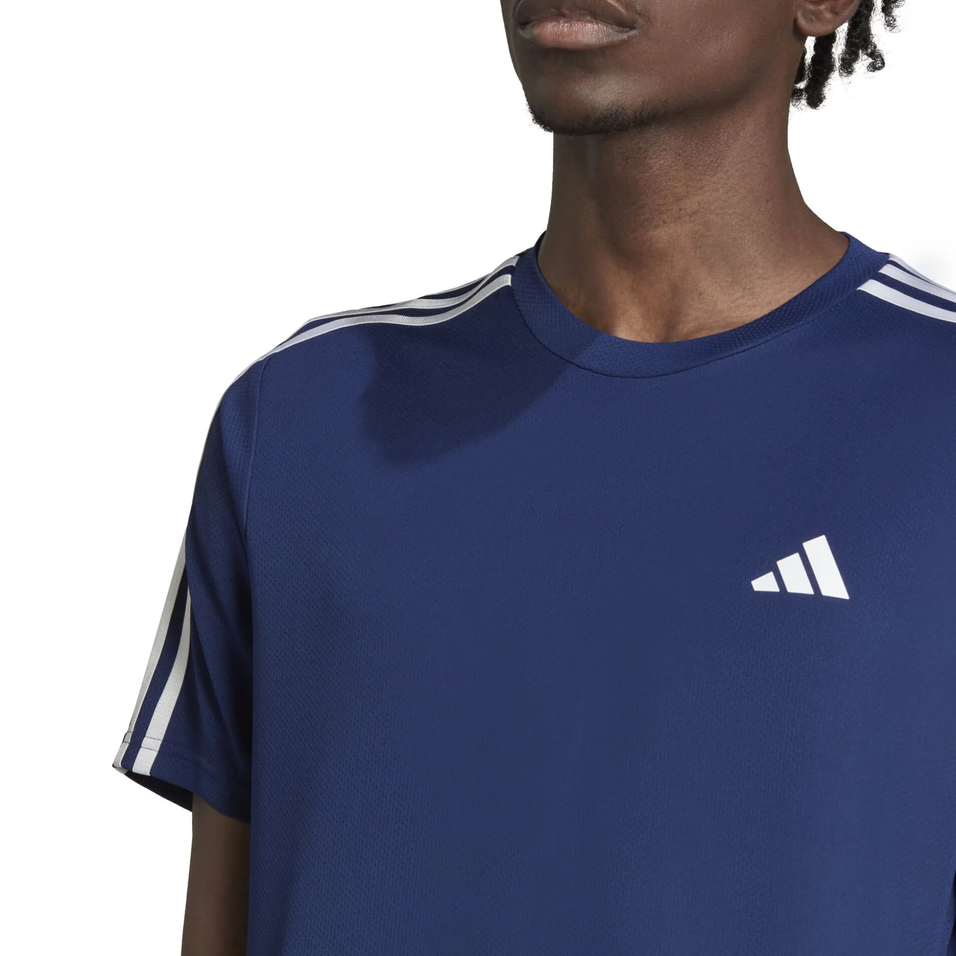 Sale Training Essential Base 3 Stripes T-Shirt Men - Dark Blue, White Shirts