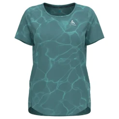 Online Zeroweight Chill-Tec Print Crew Neck Running Shirt Women - Blue Grey Running Clothing